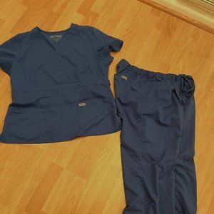 Grey's Anatomy Women's EXTRA LARGE ROYAL BLUE Scrub Set